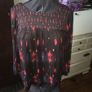 Southwest Lucky Brand flowy boho blouse